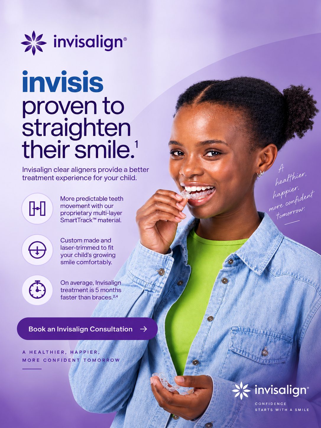Woman using a clear Invisalign aligner