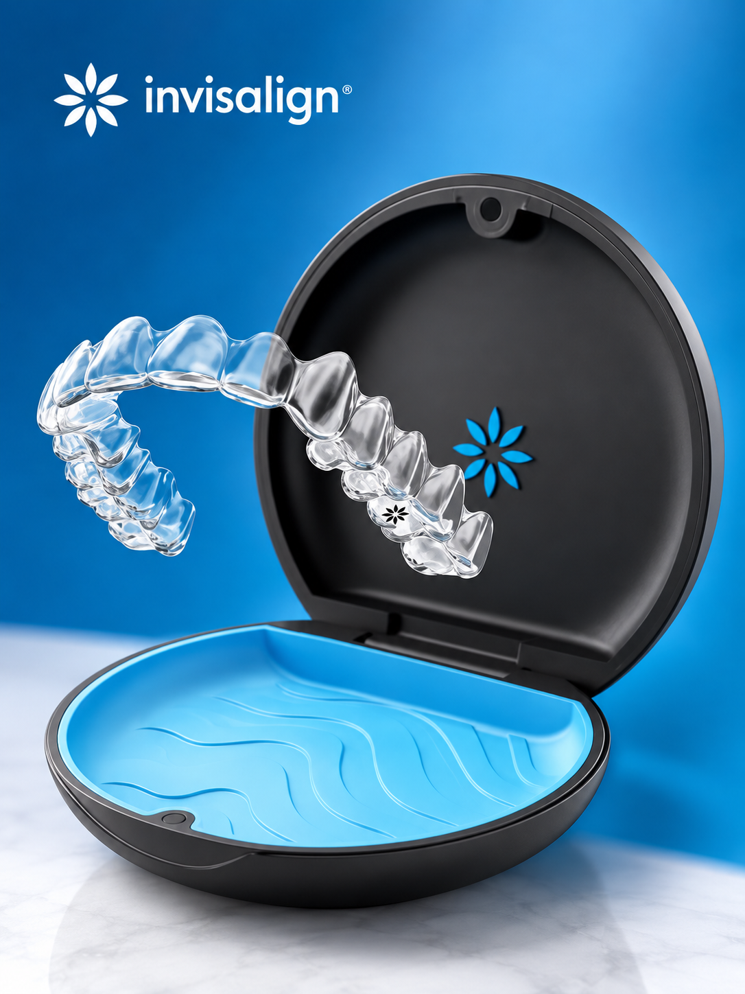 Invisalign clear aligners and carrying case