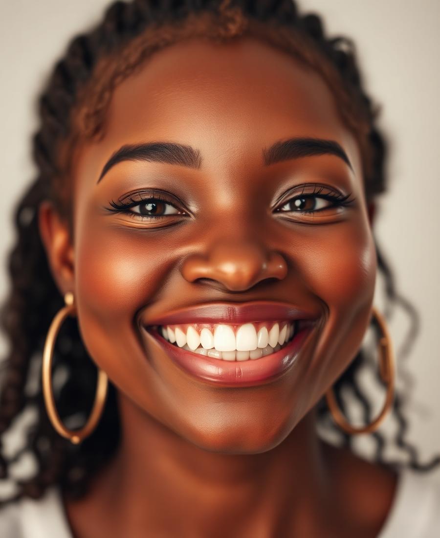 Patient smile after veneer treatment